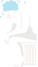 Illustration of "The Thinker" in Swish Baths styling.